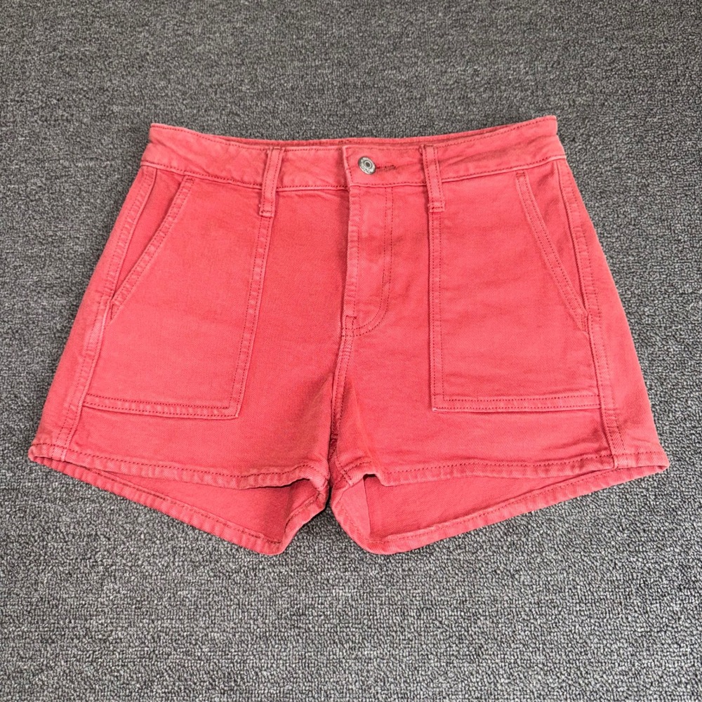 Old Navy High Rise OG Utility Shorts Mineral Rouge Red Pink Womens Size 2‎ Boho